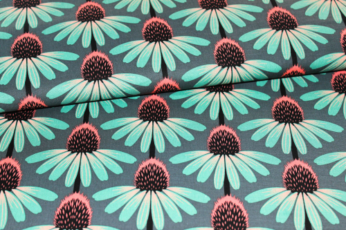 Designer-Baumwollstoff Love Always Echinacea in Dim (10 cm)